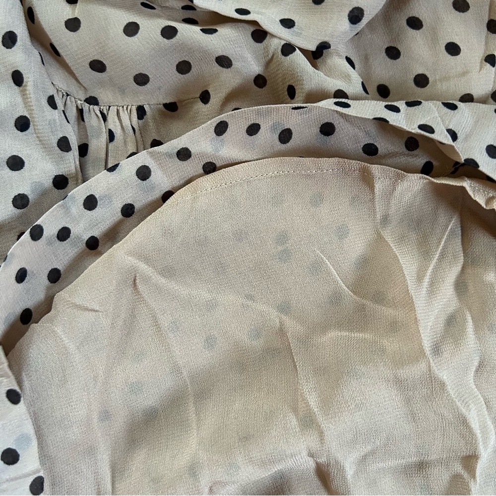 GANNI Neutral Polka Dot Georgette Midi Dress Long Sleeve Scandi Style EU 32/US 0 - Picture 10 of 16